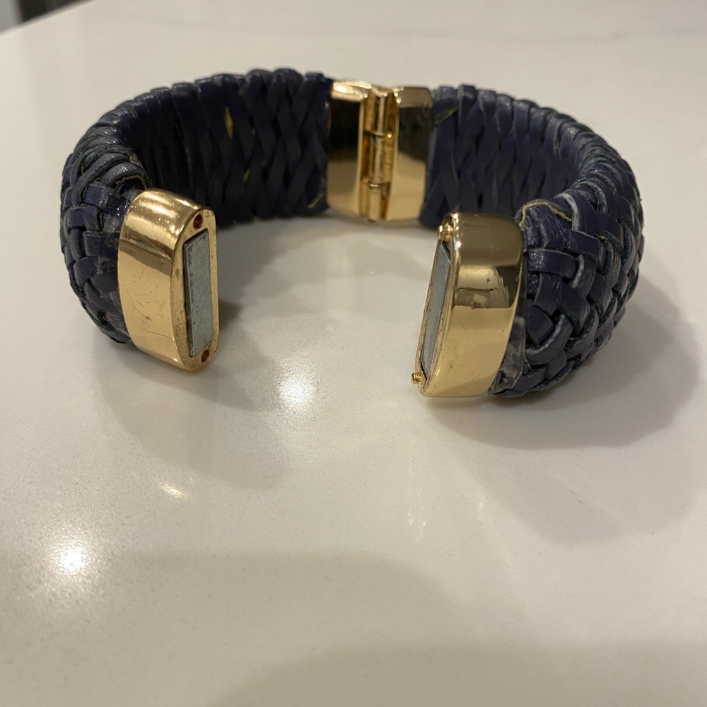 Leather blue cuff bracelet